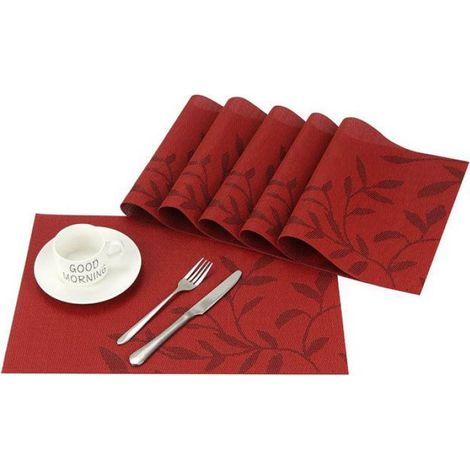 Sets de table faciles à nettoyer, sets de table lavables, lot de 6 PVC résistant à l'usure (1/5)