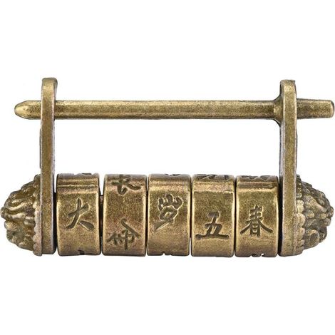 Cadenas Vintage Chinois Antique en Métal Robuste pour Boîte à Bijoux Valise Tiroir Sécurité Rétro avec Combinaison Simple Idéal pour Voyage et Maison (1/5)