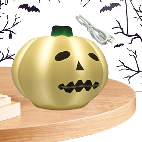 Silicone Pumpkin Night Lamp, Rechargeable Pumpkin Night Light Halloween Night Lamp, Pumpkin Silicone Night Light,Silicone Pumpkin Table Lamp for Tabletop Kitchen Bedroom (1/5)