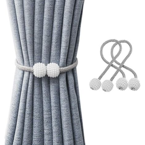 Pinces à rideaux, lot de 4 pinces magnétiques pour rideaux, pinces à perles, supports de corde, boucles de maintien pour rideaux tissés (1/5)