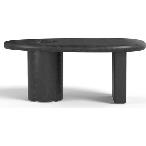 Table basse en bois contreplaqué et marbre marbre noir et pied noir MARSULA (1/4)
