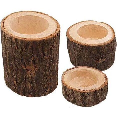 Lot de 3 photophores en bois pour bougies chauffe-plat, pour centre de table, mariage, fête d'anniversaire, Saint-Valentin, décoration d’intérieur-Fei Yu (1/4)
