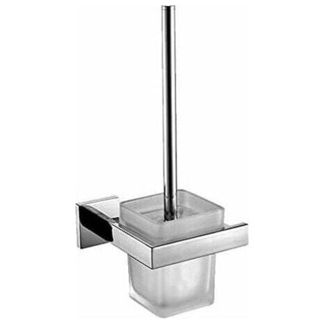 Brosse WC Porte Brosse Toilette Acier Inox 304 Verre Trempé Métal Chromé Miroir Poli- 14,813,534cm-Balayette WC Brosse WC(Brosse Inclu)-Accessoires Salle de Bain (1/5)