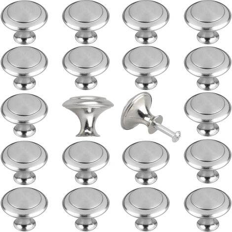 Lot de 20 boutons de cuisine en nickel brossé, poignées de tiroir Eeekit, boutons de porte de placard robustes (1/5)