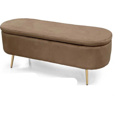 Panca contenedora de terciopelo marrón 122x41x47