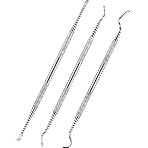 3 raspadores dentales para perros, de acero inoxidable, con doble cabezal, para eliminar el sarro, herramientas de limpieza dental para perros y gatos (plateado) (1/4)