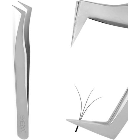 1 Pince à épiler, Pointe L, Acier inoxydable, Pour extension de cils volume 3D 6D