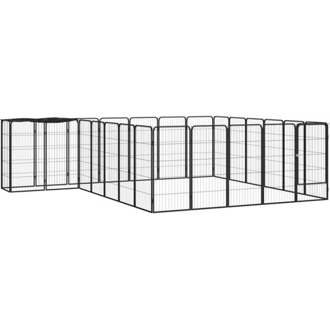 26-tlg. Hundelaufstall Schwarz 50x100cm Stahl Pulverbeschichtet