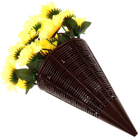 Panier sans entretien Homoyoyo en plastique et tissu avec fleurs artificielles suspendues (1/5)