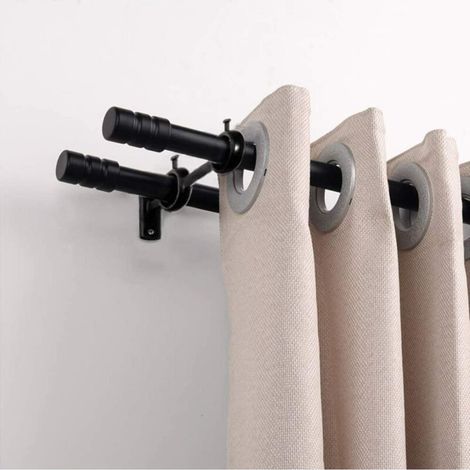 Support de tringle à rideau, support de tringle à rideau double 3pcs, crochets de supports de tringle double pour tringles à rideaux de chambre à coucher de salon, tringles à rideaux (noir) MOONSTARS (1/4)
