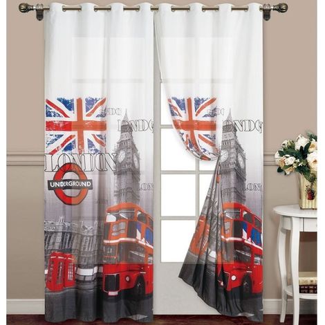 Rideau London British Panneau Anneaux Meubles Porte Fenêtre Bâton (1/2)
