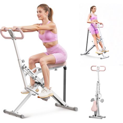 Home Fitness Trainer, Abs & Back Trainer, Foldable, 3 Resistance Bands, Max 158 kg, Adjustable Seat & Armrest, LCD Monitor, Full-Body Workout