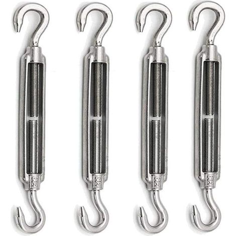 Lot De 4 Tendeurs M10 En Acier Inoxydable 304 Pour Câbles Métalliques,Avec Un Crochet À Chaque Extrémité,Forte Tension,Kit D[CA26] (1/5)