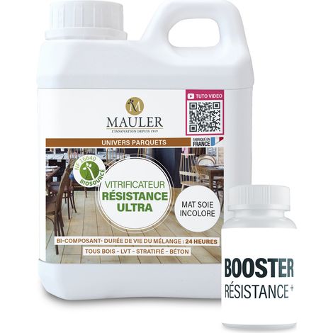 Vitrificateur résistance maximale parquet & escalier - 10L Mat Incolore - Norme NF 16640 - Vitrificateur bi composant Résistance Ultra Mauler