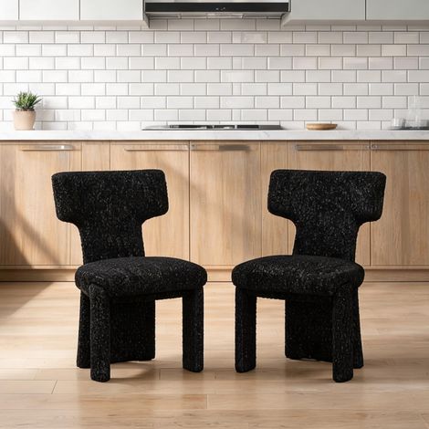 Fauteuil de salon en chenille avec accoudoirs gris et noir (1/5)