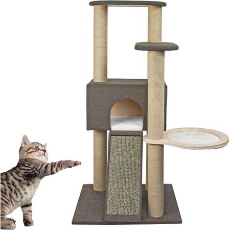 Tiragraffi per gatto graffiatoio altezza 127 cm design chocolate in corda sisal