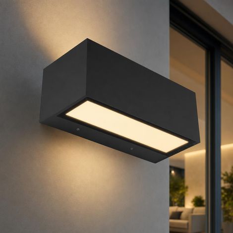 Lampada da parete per esterni Gemini, nera opaca, 20W, 3000K, IP54, Lutec, codice 5189112012 (1/5)
