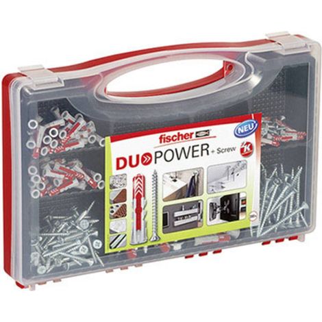 Fischer – Kit de 280 pièces DuoPower – Chevilles pour support plein – 70x 6x30mm, 40x 8x40mm, 15x 10x50mm, vis 4,5x40mm, 5,0x60mm (1/10)
