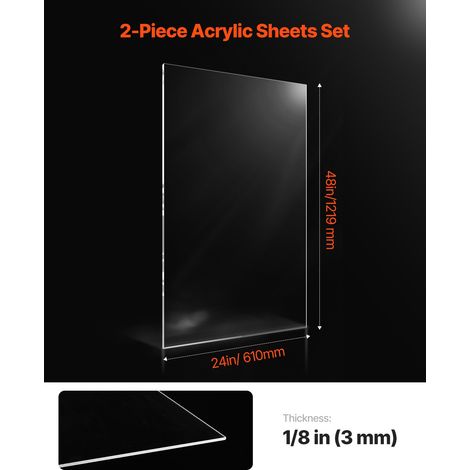 Feuille Acrylique, 610x1219 mm, Plaque Plastique Transparente, Épaisseur 3 mm, Lot de 2, Facile à Découper Percer, Résistance, pour… (1/5)