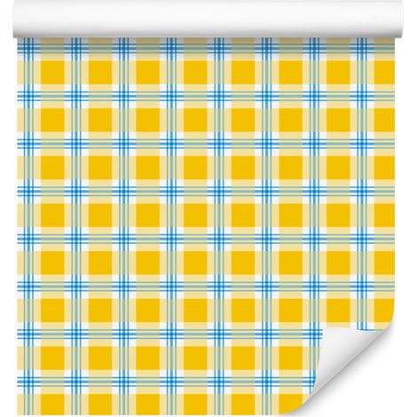 Gelb karierte Tapete in Creme und Gelb für Wohn- und Schlafzimmer, 50 x 1000 cm (1/5)