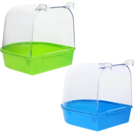 2 pièces Bassin de Bain pour Oiseaux Bac à Suspendu pour Petits Perroquets et Perruches Design Détachable Transparent Nettoyage Facile Accessoire de Bain pour Couleur Aléatoire (1/5)