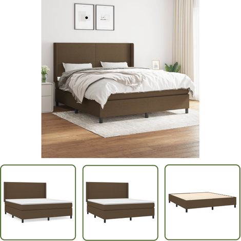 The Living Store Boxspringbett mit Matratze Dunkelbraun 160x200 cm Stoff - Boxspringbett - Doppelbett - Bettenrahmen - Lattenrost - Matratze (1/5)