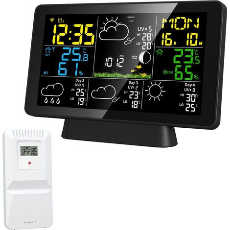 Zoternen – Station météo intelligente WiFi avec écran couleur – Capteur extérieur inclus – Température intérieure -9,9 à +50 °C – Application TY pour contrôle à distance (1/5)
