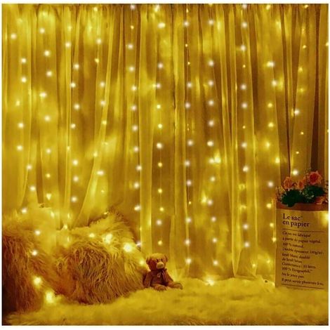 Luci a stringa LED 3m x 3m, 8 modalità di illuminazione bianco caldo, decorazione per finestre, Natale, matrimoni, compleanni, casa, patio, luci a tenda LED