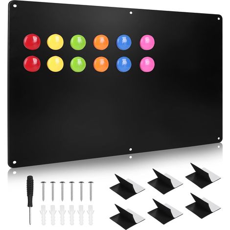 Tableau Magnétique Mural 42x30cm Métal avec 12 Aimants (Noir) (1/5)