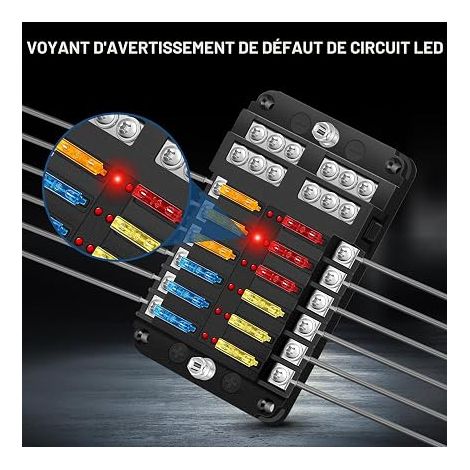 Porte Fusible 12V 12 Compartiments,Boite Fusible Voiture Fusibles (1/3)