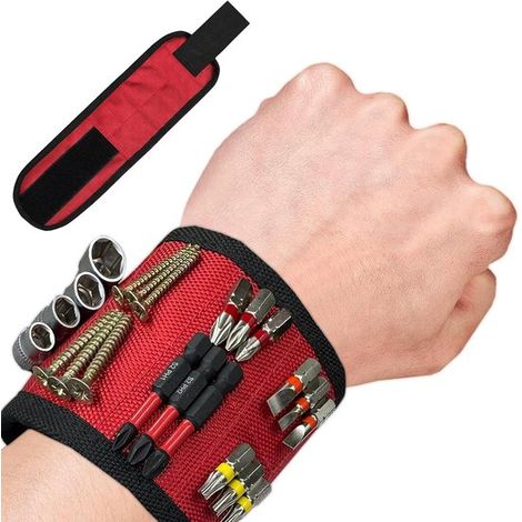 Braccialetto magnetico con 10 potenti magneti, porta viti in nylon balistico e organizer per attrezzi per riporre chiodi, punte da trapano e minuteria. (1/5)