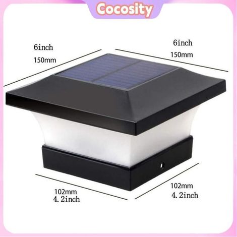 Cocosity Phare à colonne solaire Phare de colonne solaire IP65 étanche applique murale luminaire lampe 10,16 cm / 4 pouces (1/5)