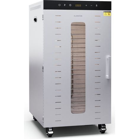 Klarstein Dehydrator  2000W Food Dehydrator, 20 Stainless Steel Shelves, 30-90°C, 24h Timer, 3 Fans, Quiet Operation 50-55 dB, Ideal for Fruits, Vegetables, Meat, Herbs, Silver
