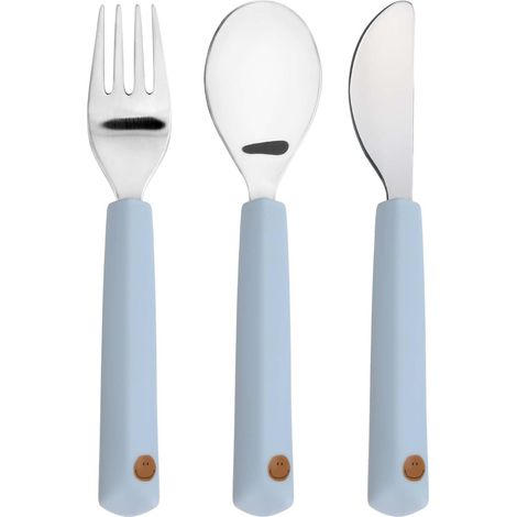 Set de couverts pour enfants 3 pièces fourchette, cuillère, couteau acier inoxydable manche silicone/Cutlery with Silicone Handle (1/5)