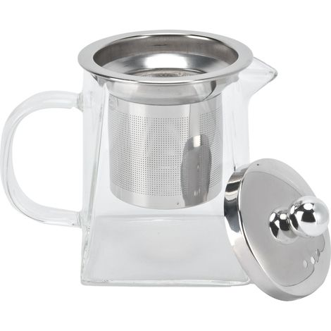 Théière en verre transparent avec filtre amovible en acier inoxydable 304, idéale pour la maison et le bureau (350 ml). (1/5)
