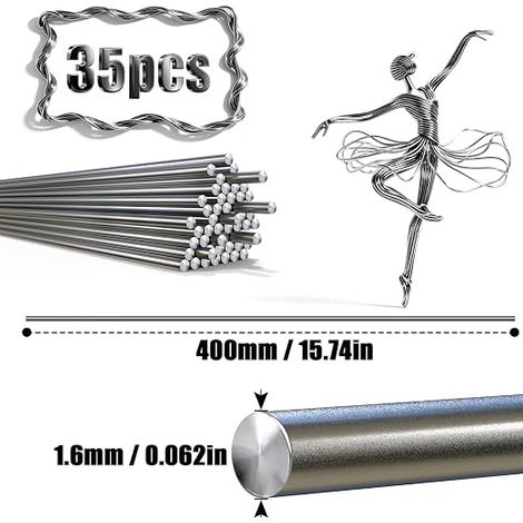 Round Stainless Steel Metal Rod 1.6mm x 400mm Round Iron Tube Metal Rod Stainless Steel Round Solid for Various Trees DIY Crafts Model Car Plane (1/4)