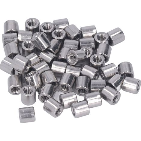 Lot de 50 écrous de raccordement ronds M4 acier inoxydable 304 pour tige filetée pas 0.7 long 8mm avec filetage femelle (1/5)