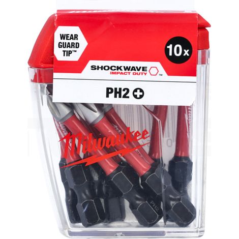 Milwaukee 4932472048 PH2 50mm Shockwave Screwdriver Bit Set 10 Piece (1/5)