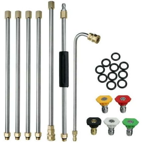 22Pcs Set Outil de Nettoyage de GouttièRe Laveuse à Pression - Rallonges, Buse de Lance de Nettoyeur de Toit (1/5)