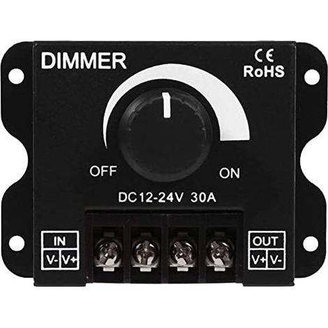 Variateur LED PWM 12V-24V 30A, variateur de luminosité réglable pour rubans LED, contrôleur d'intensité pour éclairage LED 12V 24V jusqu'à 30A (1/5)