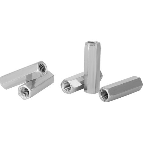 5 Stück verzinkte Stahl-Sechskantmuttern M1040/50, lange Sechskantmuttern, Gewindemuttern (M1050) (1/5)