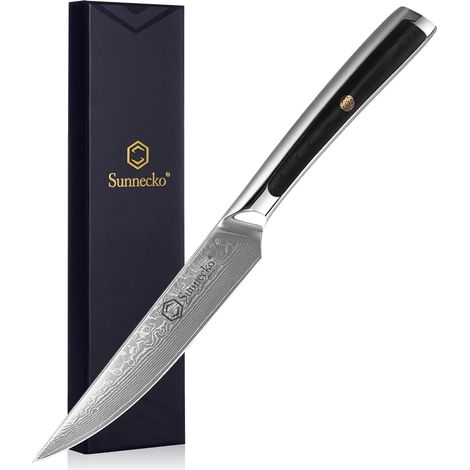 Couteau Viande 13 cm Acier Damas 73 Couches Couteau Cuisine Japonais Universel Poignée G10 Steak Dîner Crêpe (1/5)