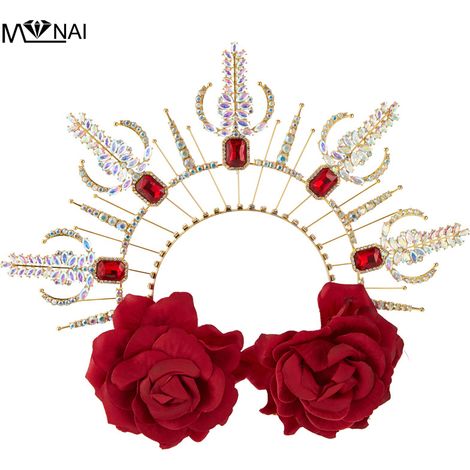 Virgin Mary Halo Crown Baroque Retro Gothic Lolita Headdress Cosplay Rhinestone Performance Hair Accessory (1/5)