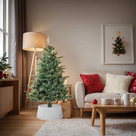 Jupe de sapin de Noël-Décoration de Fête pour Noël blanc Ø56x23 cm plastique 972267 (1/5)