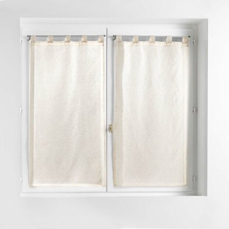 Homemaison – Paire de voilages effet lin tissé beige 60x120 cm – Mélange poly-lin durable – Filtration de la lumière – Facile d’entretien (1/3)