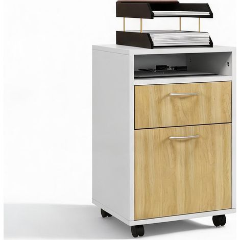 Meuble de rangement de bureau blanco y Natural 40 x 35 x 60 cm (1/5)
