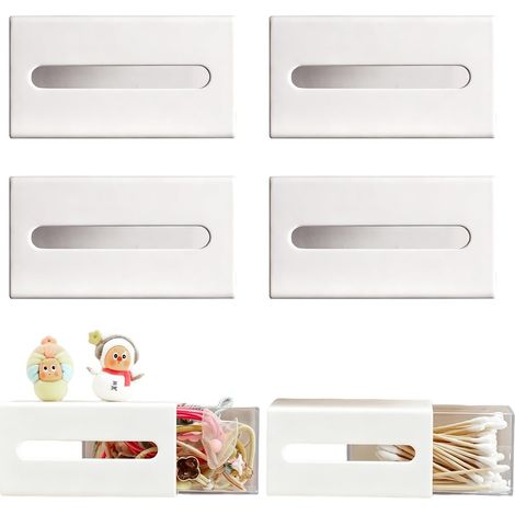 Lot de 4 Boîtes de Rangement avec Tiroir, Organisateur Salle de Bain Transparent Adhésif, Petite Rangement Cuisine Empilable pour Cosmétiques Épices Bijoux – Sans Perçage (1/5)