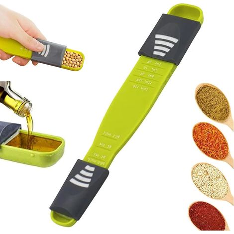 Cuillères doseuses réglables avec 8 échelles - 8 niveaux - Cuillères doseuses réglables - Cuillère doseuse à double extrémité pour sucre, sel, café, lait, poudre de protéines