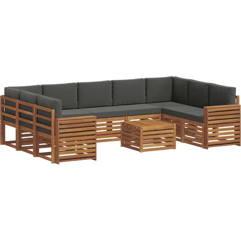 Conjunto de sofás de exterior 10 uds. Natural y Antracita vidaXL (1/5)