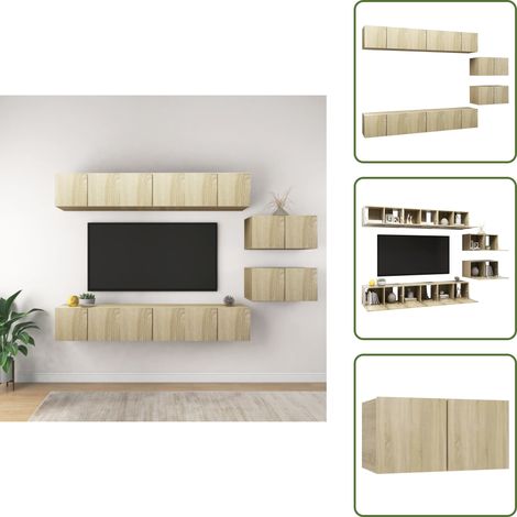 The Living Store Mobili Porta TV 8 pz Rovere Sonoma in Legno Multistrato - Armadietto per TV